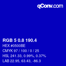 カラーコード: RGB 5 0.8 190.4 | qconv.com