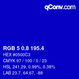 カラーコード: RGB 5 0.8 195.4 | qconv.com