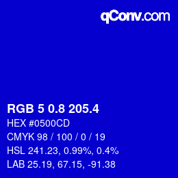 カラーコード: RGB 5 0.8 205.4 | qconv.com