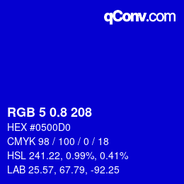 カラーコード: RGB 5 0.8 208 | qconv.com