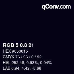 Color code: RGB 5 0.8 21 | qconv.com