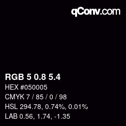 カラーコード: RGB 5 0.8 5.4 | qconv.com