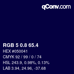 カラーコード: RGB 5 0.8 65.4 | qconv.com