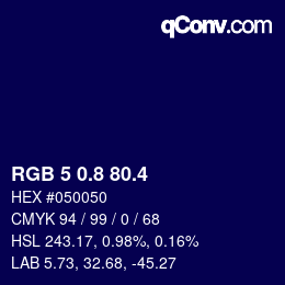 カラーコード: RGB 5 0.8 80.4 | qconv.com