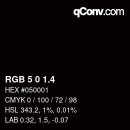 カラーコード: RGB 5 0 1.4 | qconv.com