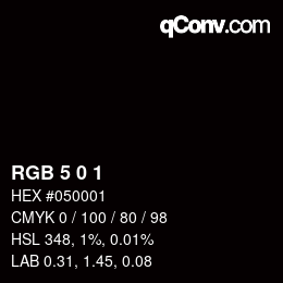 カラーコード: RGB 5 0 1 | qconv.com