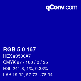 Color code: RGB 5 0 167 | qconv.com