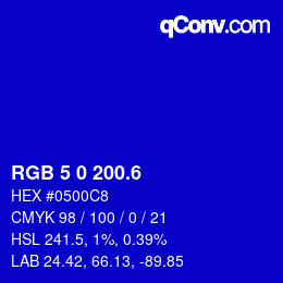 カラーコード: RGB 5 0 200.6 | qconv.com