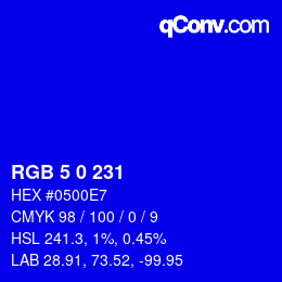 Color code: RGB 5 0 231 | qconv.com