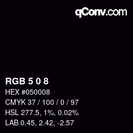 Color code: RGB 5 0 8 | qconv.com