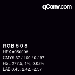 カラーコード: RGB 5 0 8 | qconv.com