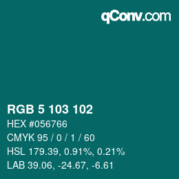 Color code: RGB 5 103 102 | qconv.com