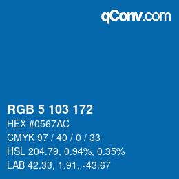 カラーコード: RGB 5 103 172 | qconv.com
