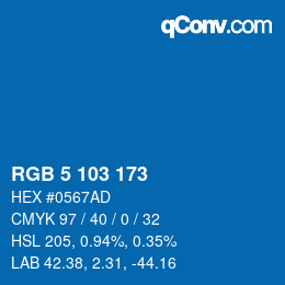 Color code: RGB 5 103 173 | qconv.com