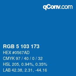 Color code: RGB 5 103 173 | qconv.com