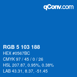 カラーコード: RGB 5 103 188 | qconv.com
