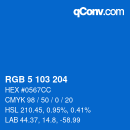Color code: RGB 5 103 204 | qconv.com