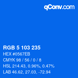 Color code: RGB 5 103 235 | qconv.com