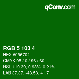Color code: RGB 5 103 4 | qconv.com