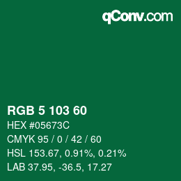 カラーコード: RGB 5 103 60 | qconv.com