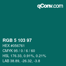 Color code: RGB 5 103 97 | qconv.com