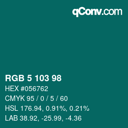 Color code: RGB 5 103 98 | qconv.com