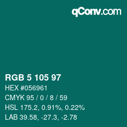 Color code: RGB 5 105 97 | qconv.com