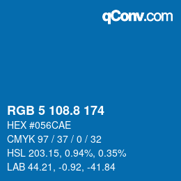 カラーコード: RGB 5 108.8 174 | qconv.com