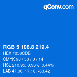 カラーコード: RGB 5 108.8 219.4 | qconv.com