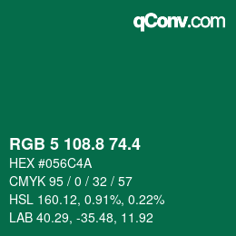 カラーコード: RGB 5 108.8 74.4 | qconv.com