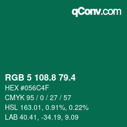 カラーコード: RGB 5 108.8 79.4 | qconv.com