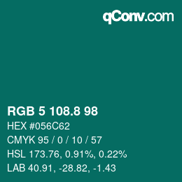 Color code: RGB 5 108.8 98 | qconv.com
