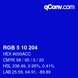 カラーコード: RGB 5 10 204 | qconv.com
