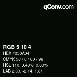 Color code: RGB 5 10 4 | qconv.com