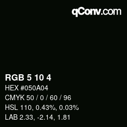 Color code: RGB 5 10 4 | qconv.com