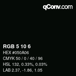 颜色代码: RGB 5 10 6 | qconv.com