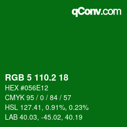 カラーコード: RGB 5 110.2 18 | qconv.com