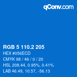 カラーコード: RGB 5 110.2 205 | qconv.com