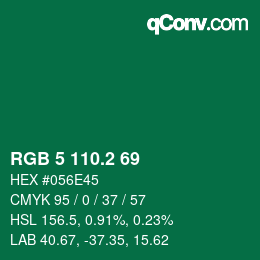 カラーコード: RGB 5 110.2 69 | qconv.com