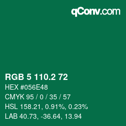 カラーコード: RGB 5 110.2 72 | qconv.com