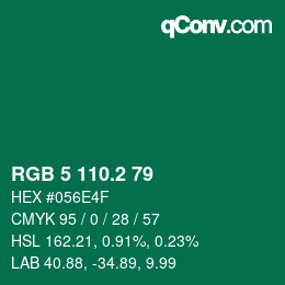 カラーコード: RGB 5 110.2 79 | qconv.com