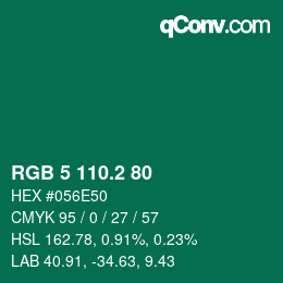 カラーコード: RGB 5 110.2 80 | qconv.com