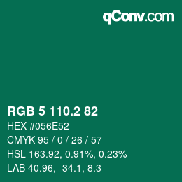 カラーコード: RGB 5 110.2 82 | qconv.com