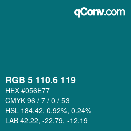 カラーコード: RGB 5 110.6 119 | qconv.com