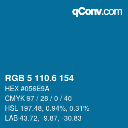 カラーコード: RGB 5 110.6 154 | qconv.com