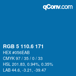 カラーコード: RGB 5 110.6 171 | qconv.com
