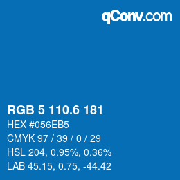カラーコード: RGB 5 110.6 181 | qconv.com