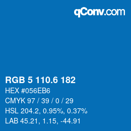 カラーコード: RGB 5 110.6 182 | qconv.com