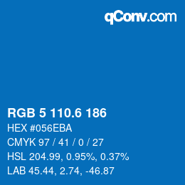 カラーコード: RGB 5 110.6 186 | qconv.com