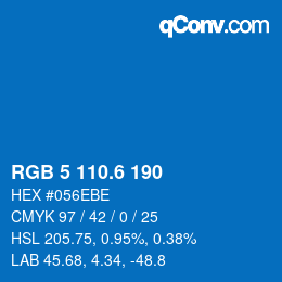 カラーコード: RGB 5 110.6 190 | qconv.com